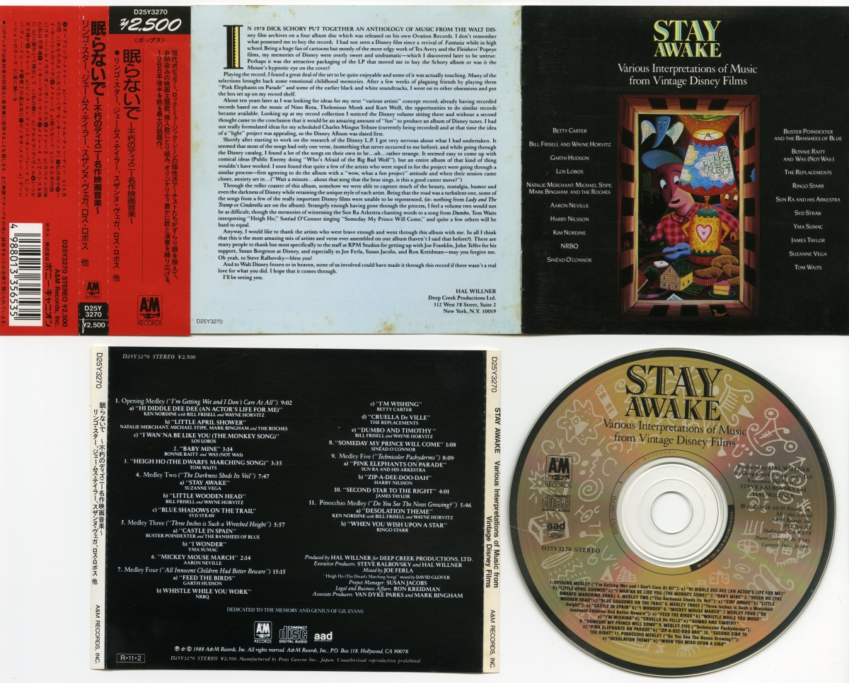 『Stay Awake - Various Interpretations Of Music From Vintage Disney Films』（1988年、A&M Records）